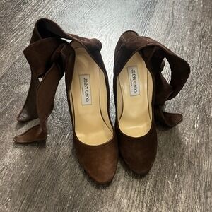Jimmy Choo Brown Suede Lace Up Stiletto Heels Pumps Size 39 / US 9